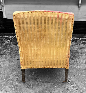 ANTIQUE 19th CENTURY FRENCH NAPOLEON III UPHOLSTERED ARMCHAIR, c1900