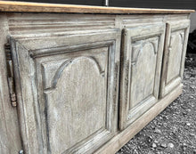 Load image into Gallery viewer, EARLY 20th CENTURY FRENCH ORNATE ORIGINAL PAINTED OAK 3 DOOR SIDEBOARD, c1930
