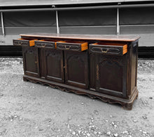 Load image into Gallery viewer, LARGE 20th CENTURY FRENCH ORNATE EBONISED OAK SIDEBOARD
