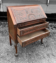 Load image into Gallery viewer, ANTIQUE 20th CENTURY FRENCH ORNATE OAK BUREAU, c1920
