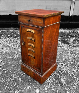 ANTIQUE 19TH CENTURY FRENCH FLAMED MAHOGANY APOTHECARY STYLE DISPLAY CABINET, C1900