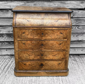 ANTIQUE 19TH CENTURY FRENCH BURR WALNUT DRESSING CHEST WITH DRAWERS, C1900