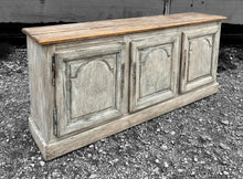 Load image into Gallery viewer, EARLY 20th CENTURY FRENCH ORNATE ORIGINAL PAINTED OAK 3 DOOR SIDEBOARD, c1930
