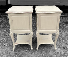 Load image into Gallery viewer, ANTIQUE 19th CENTURY FRENCH PAIR OF ORNATE PAINTED BEDSIDE TABLES, c1900
