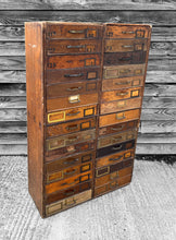 Load image into Gallery viewer, ANTIQUE 19TH CENTURY TALL RUSTIC PINE FILING CABINET WITH 30 DRAWERS, C1900
