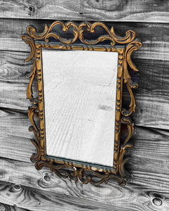 ANTIQUE 20TH CENTURY ITALIAN GILTWOOD ORNATE WALL MIRROR, c1920