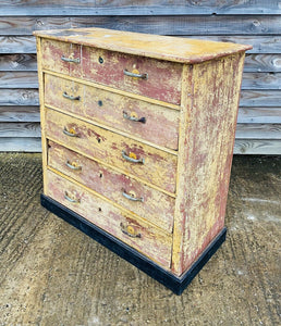 ANTIQUE 19th CENTURY ORIGINAL PAINT CHEST OF DRAWERS, C1900