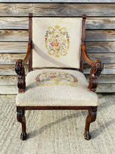 Load image into Gallery viewer, ANTIQUE 19th CENTURY GERMAN CARVED UPHOLSTERED ARMCHAIR, C1900
