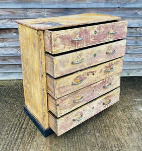 ANTIQUE 19th CENTURY ORIGINAL PAINT CHEST OF DRAWERS, C1900