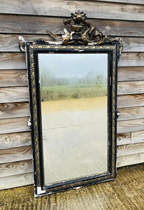 ANTIQUE 19th CENTURY GILTWOOD OVERMANTLE WALL MIRROR, C1900