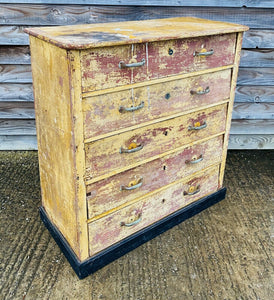 ANTIQUE 19th CENTURY ORIGINAL PAINT CHEST OF DRAWERS, C1900